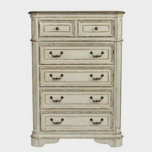 BV1809 - CH : Tủ 6 Ngăn Kéo Giả Cổ - Màu Trắng Kem 